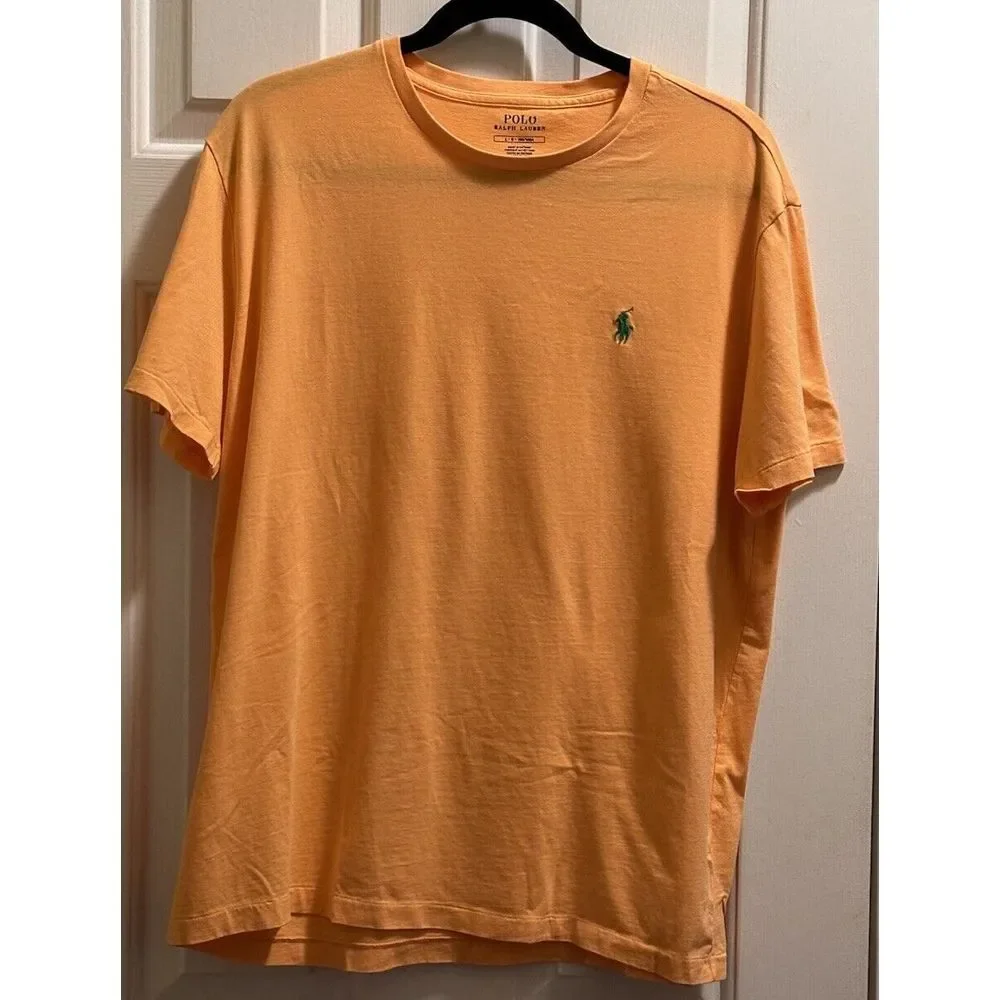 Polo‎ Ralph Lauren Men's SZ L Orange Lime Pony Crew-Neck Short Sleeve T-Shirt